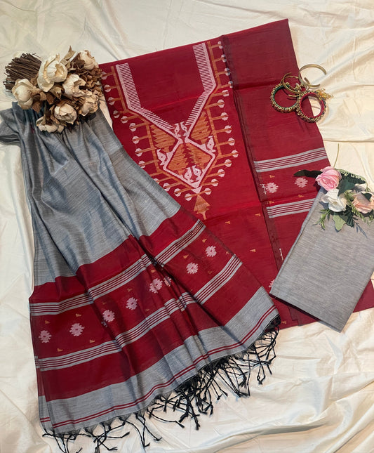 Maroon Signature Cotton Silk Suit