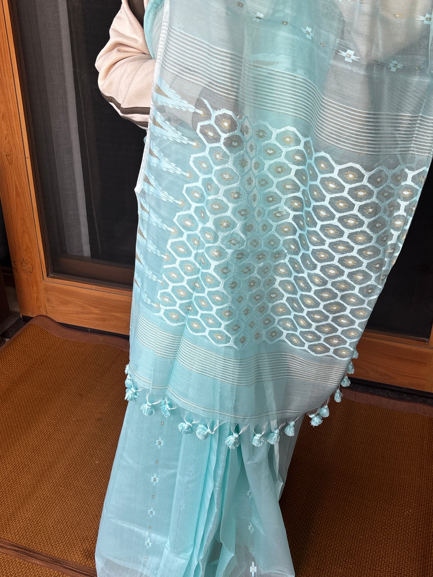 Sky BlueCotton Silk Saree