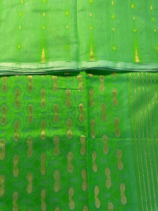 Forest Green Cotton Silk Saree