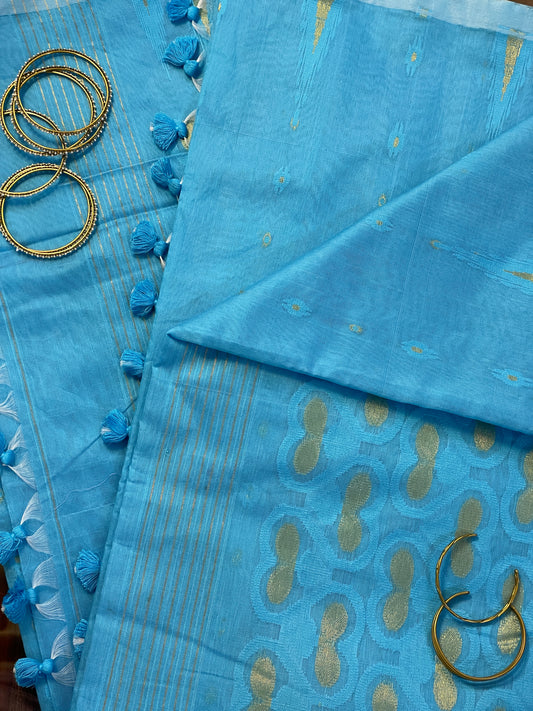 Firozi Cotton Silk Saree