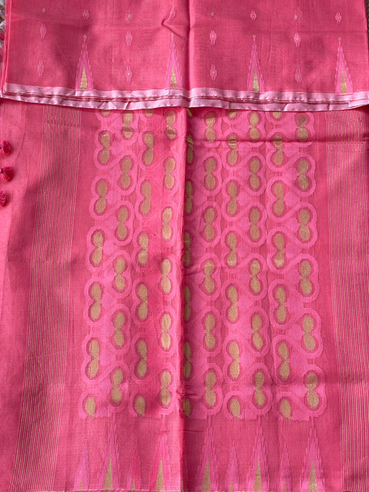 Rani Pink Cotton Silk Saree