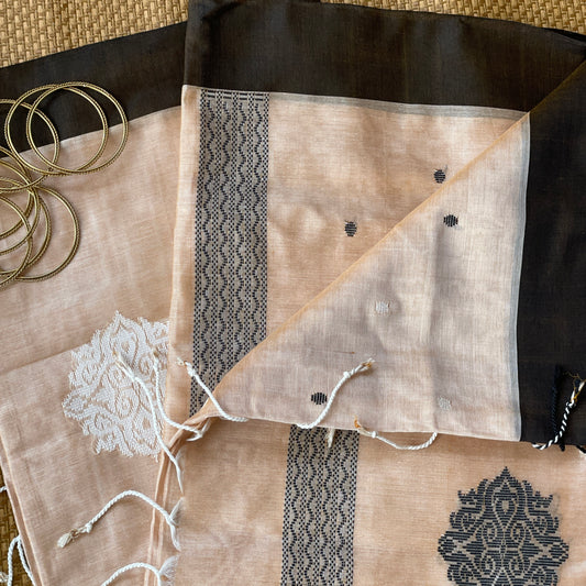 Beige Mercerised Cotton Saree