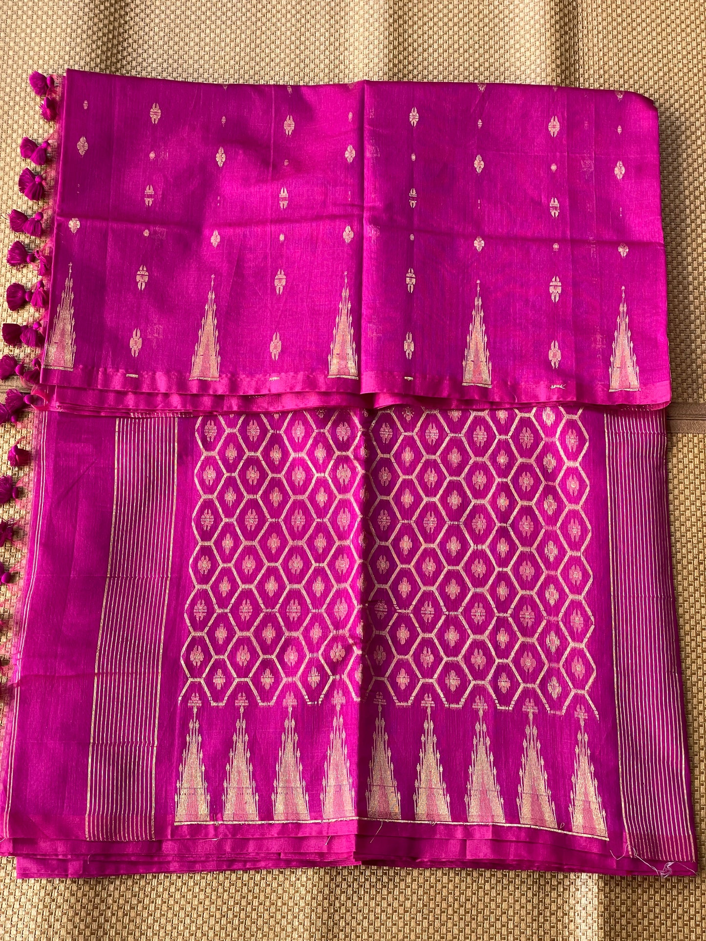 Magenta Pink Cotton Silk Saree