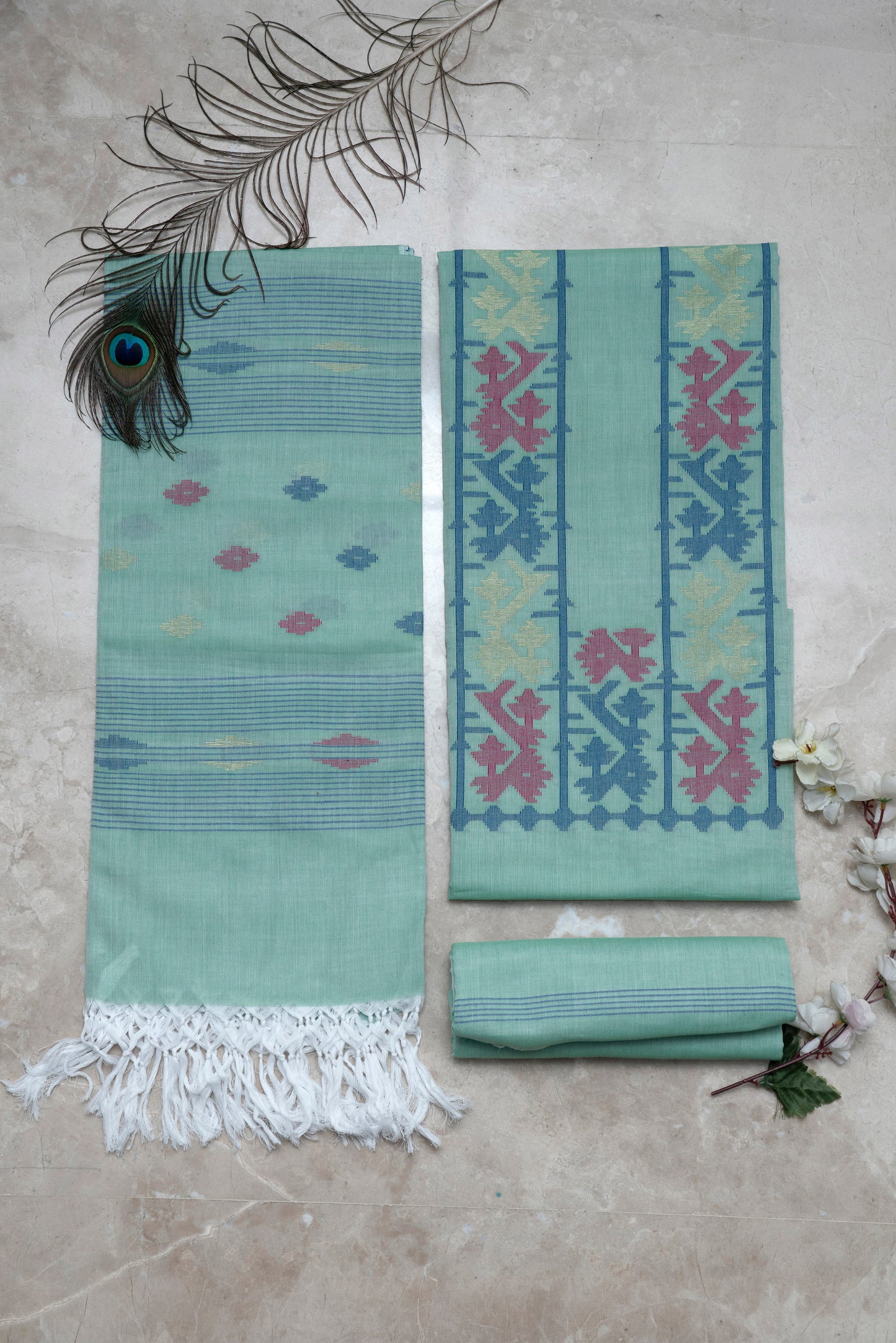 Mint Green Handwoven Mul Jamdani