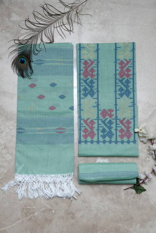 Mint Green Handwoven Mul Jamdani