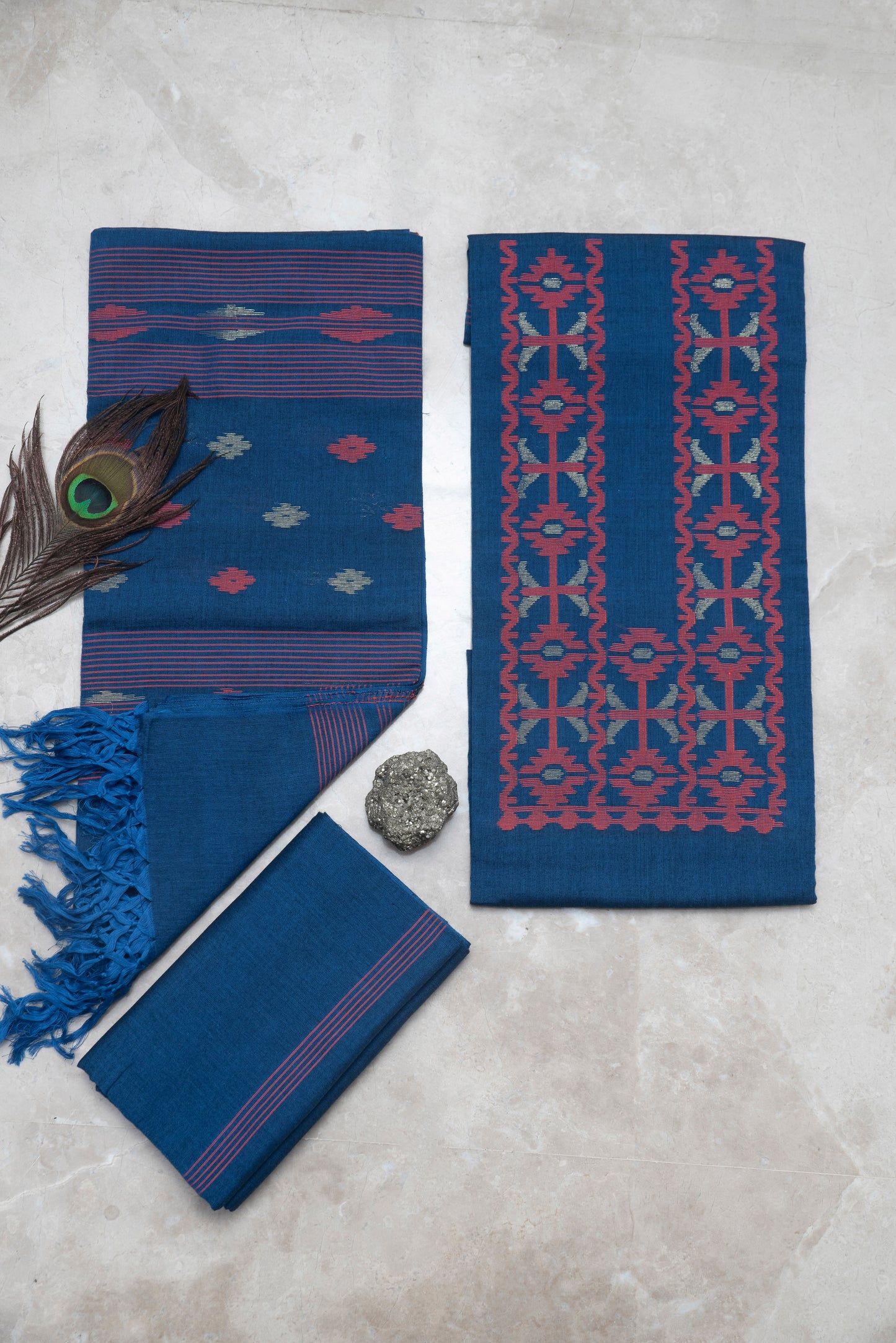 Blue Handwoven Mul Jamdani