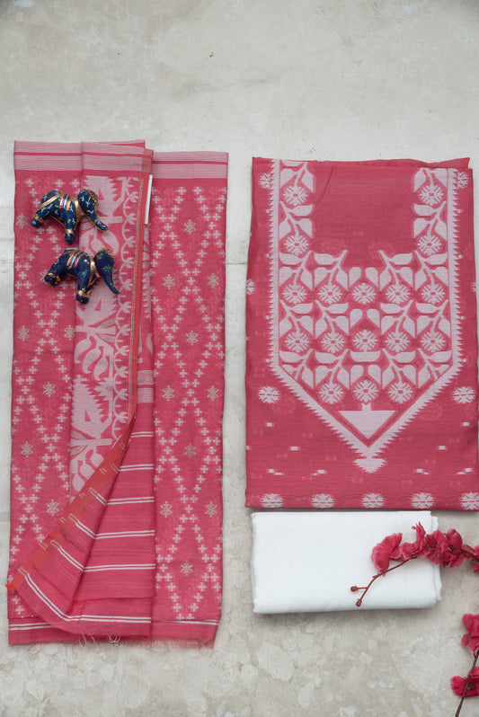 Pink Premium Cotton Silk Suit