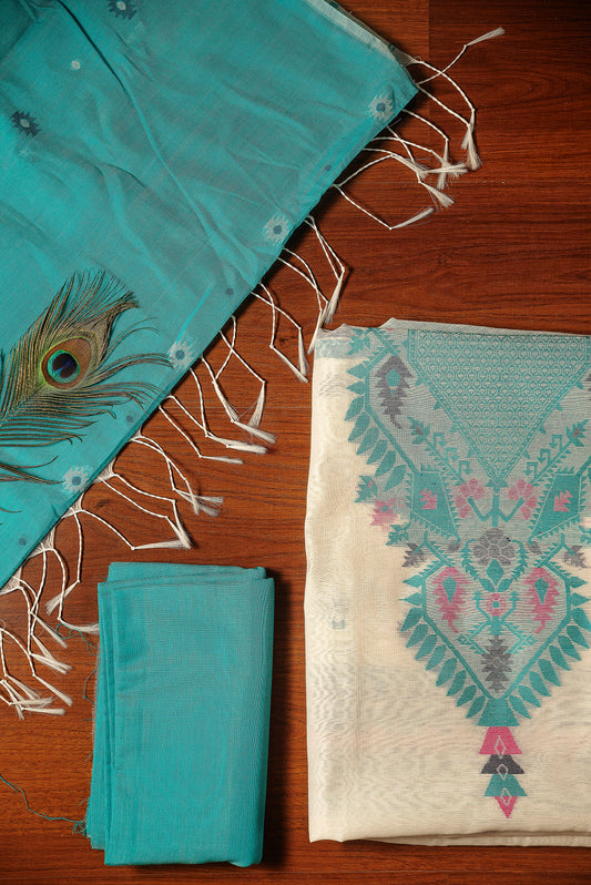 White Signature Cotton Silk Suit