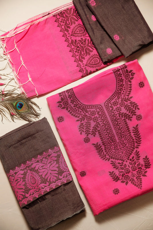 Pink Signature Cotton Silk Suit