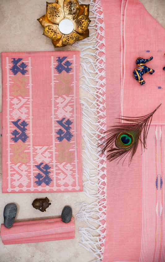 Pink Handwoven Mul Jamdani