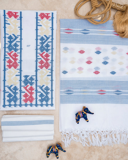 White Handwoven Mul Jamdani A