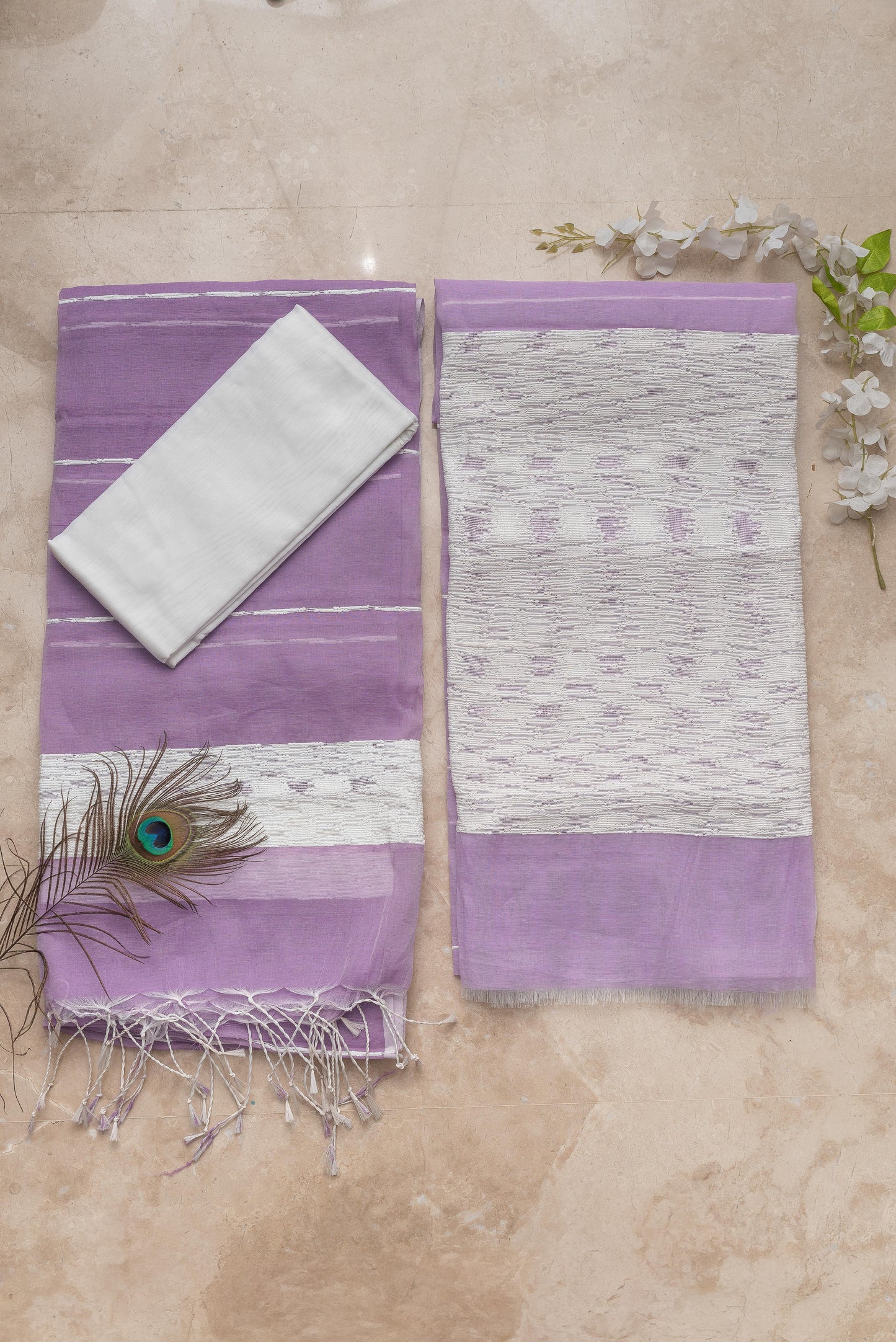 Lavendar & White Signature Cotton Silk Suit