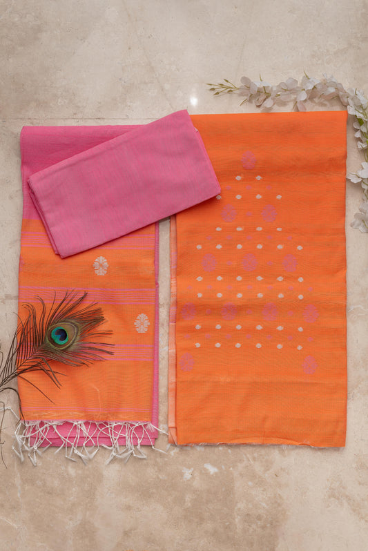 Orange & Pink Signature Cotton Silk Suit