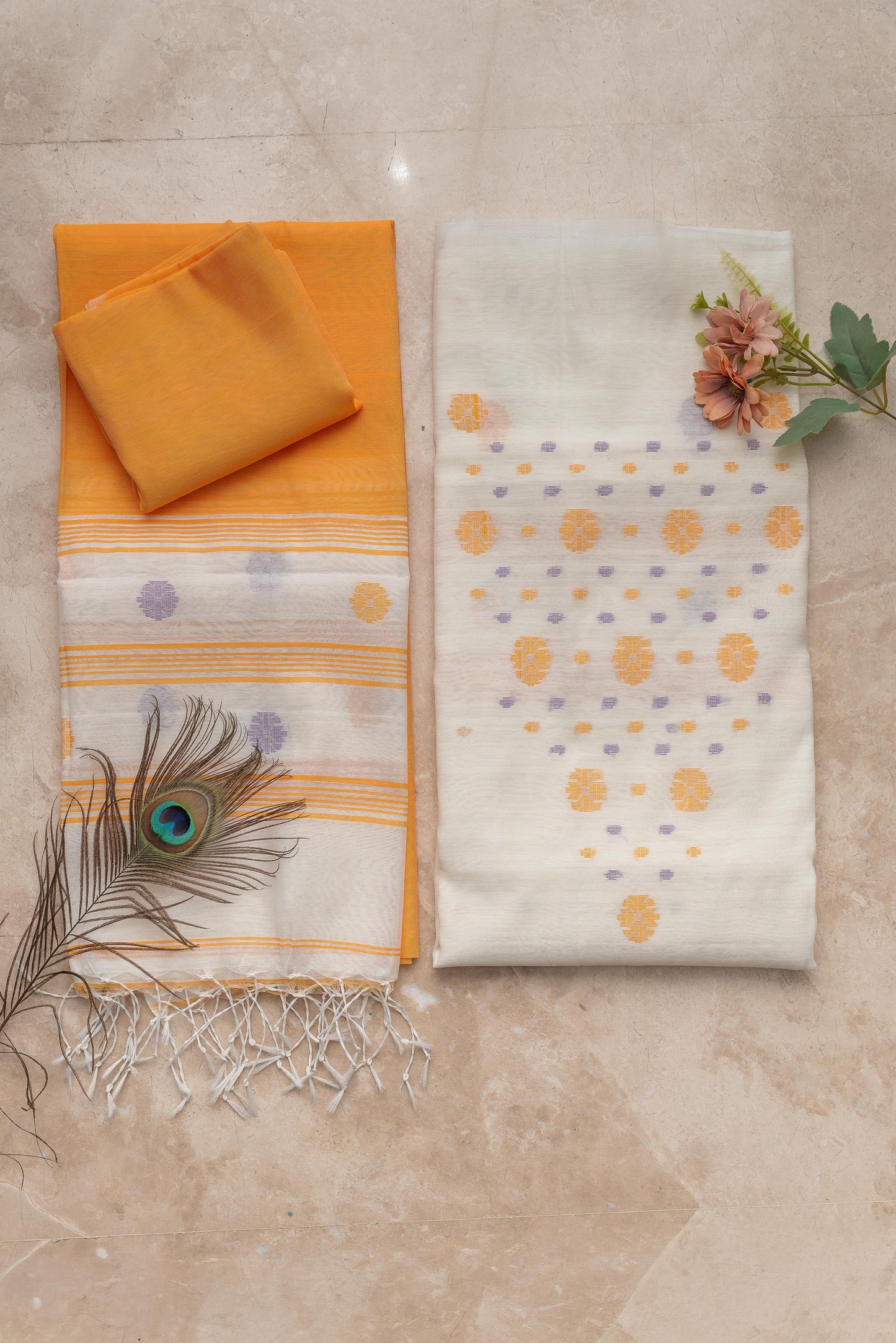 Saffron & White Signature Cotton Silk Suit