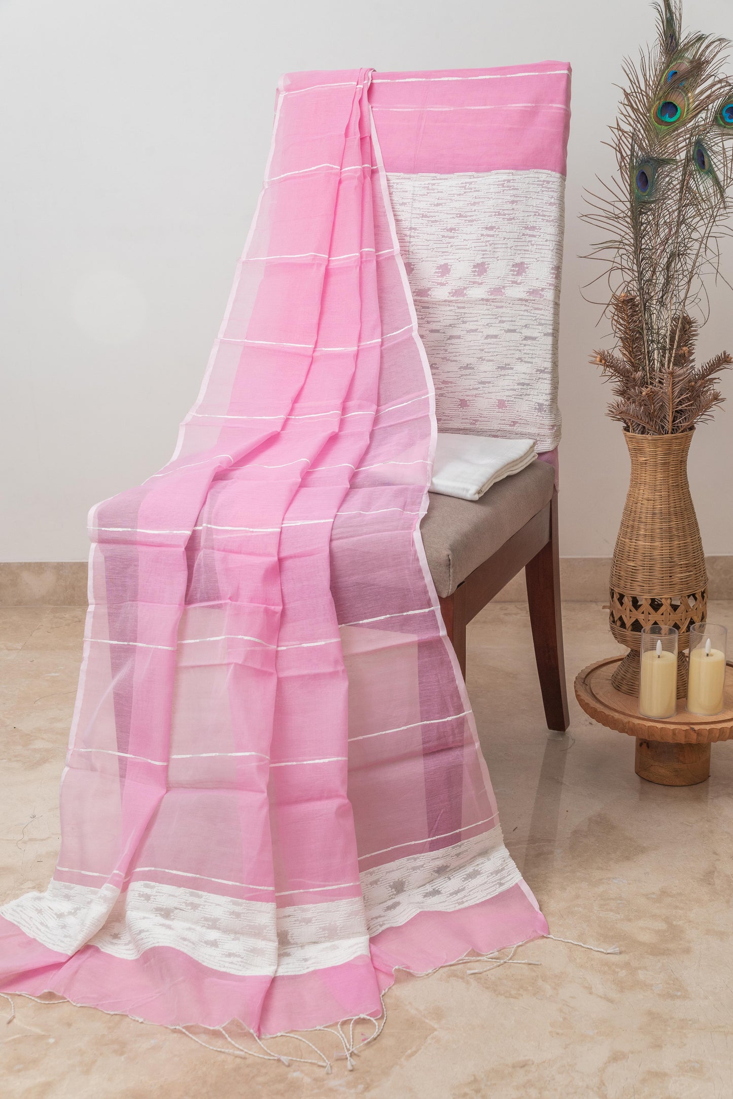 Pink & White Signature Cotton Silk Suit