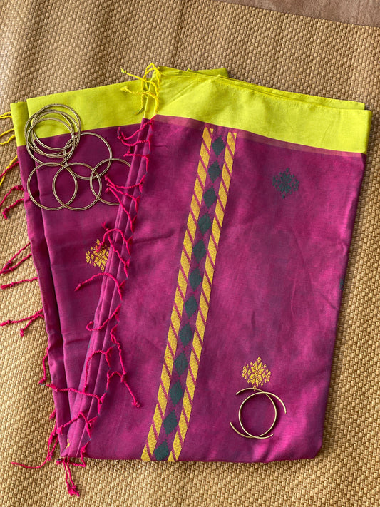 Plum Mercerised Cotton Saree