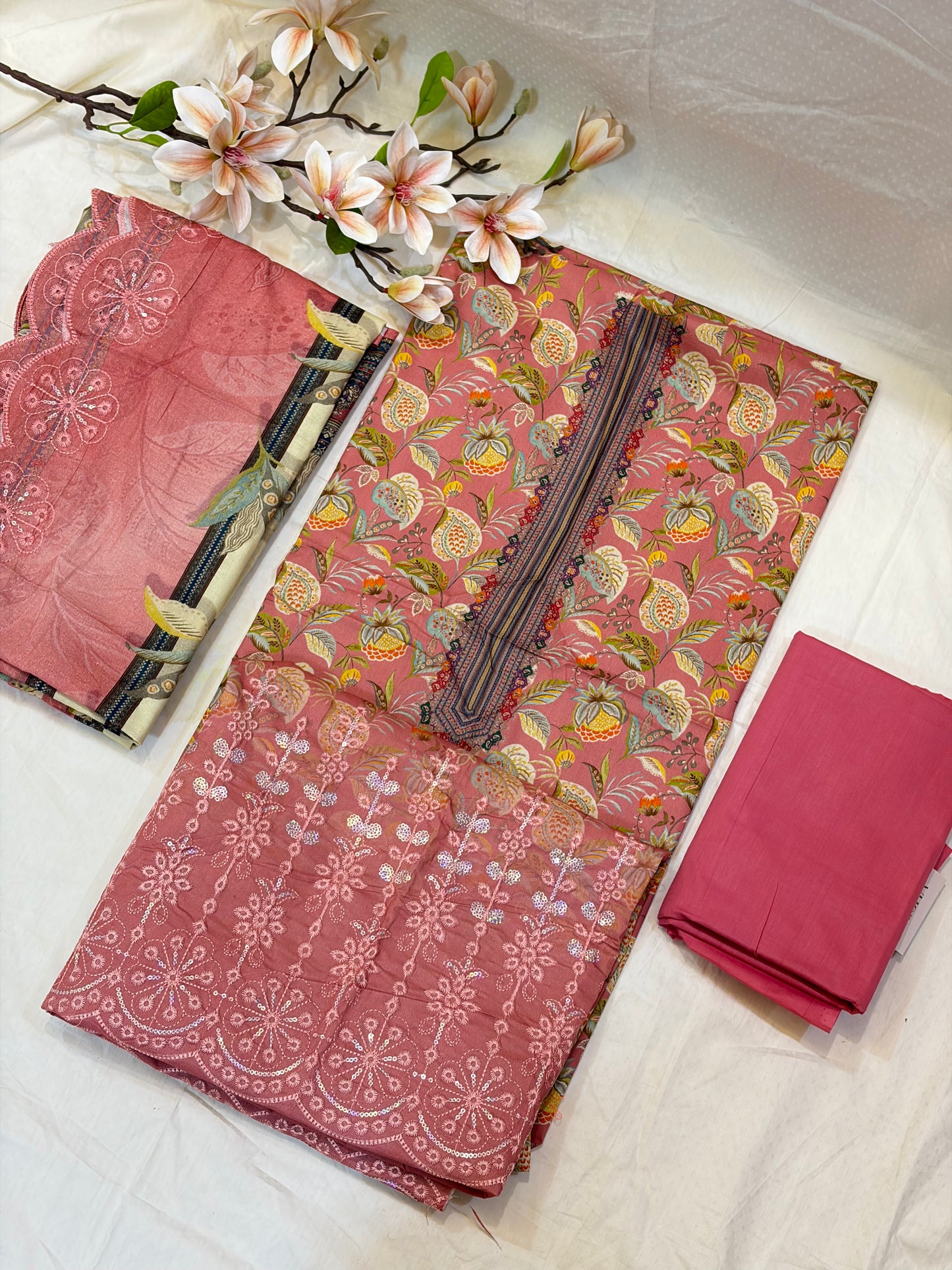 Pink Pakistani Style Cotton Suit Set
