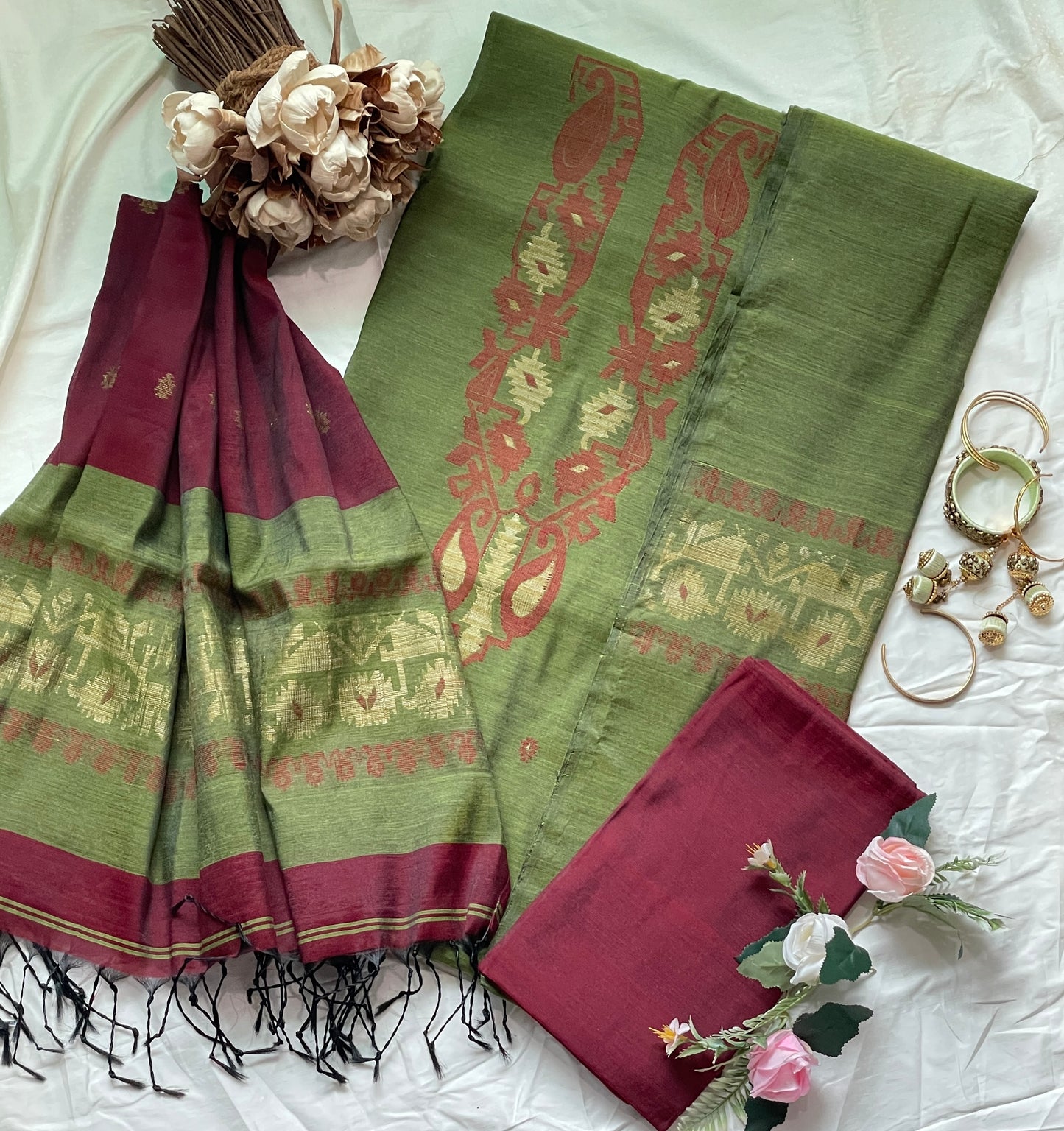 Green Signature Cotton Silk Suit