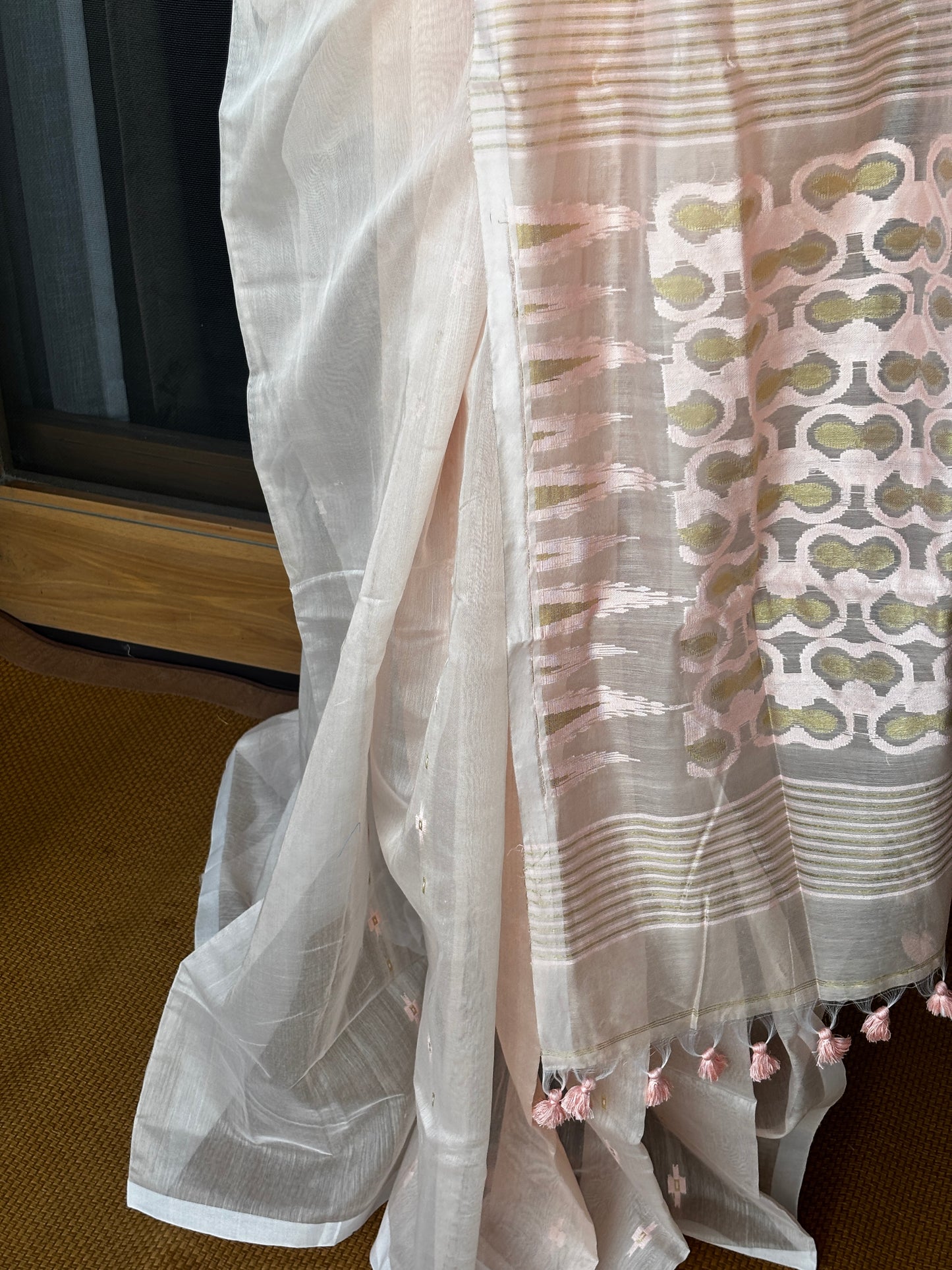 Soft Peach Cotton Silk Saree