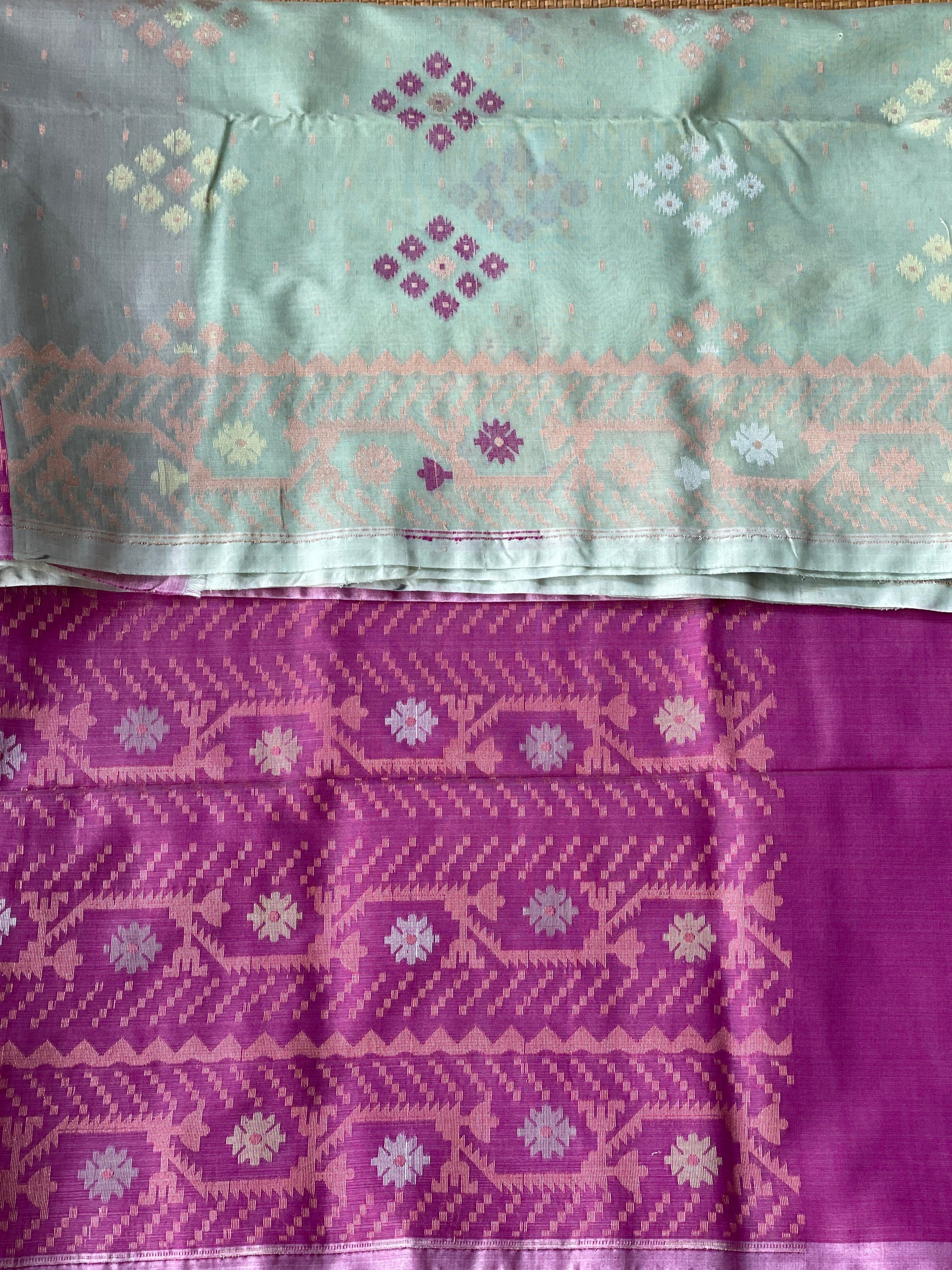 Pastel Pista Cotton Silk Saree With Zari Booti