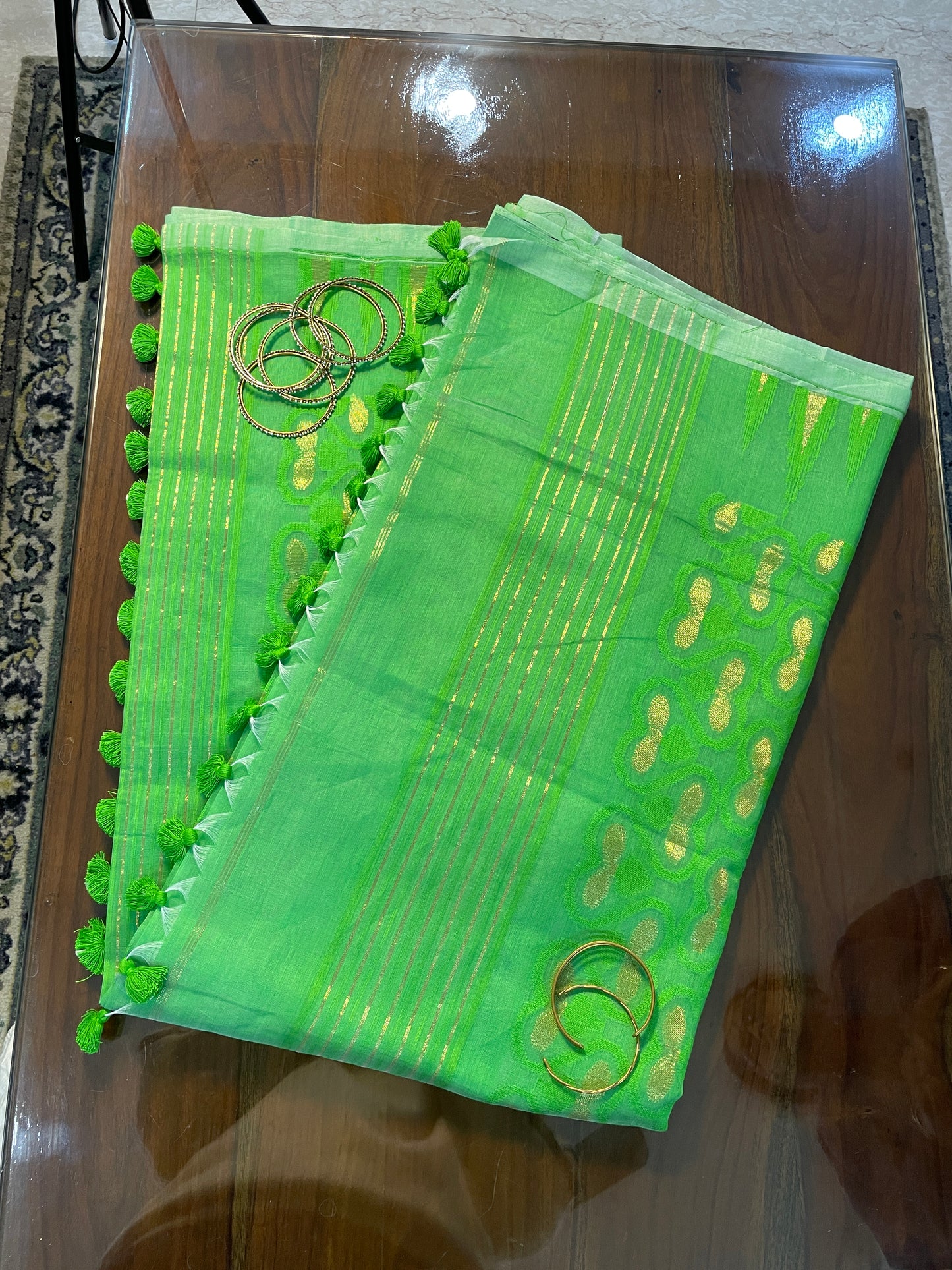 Forest Green Cotton Silk Saree