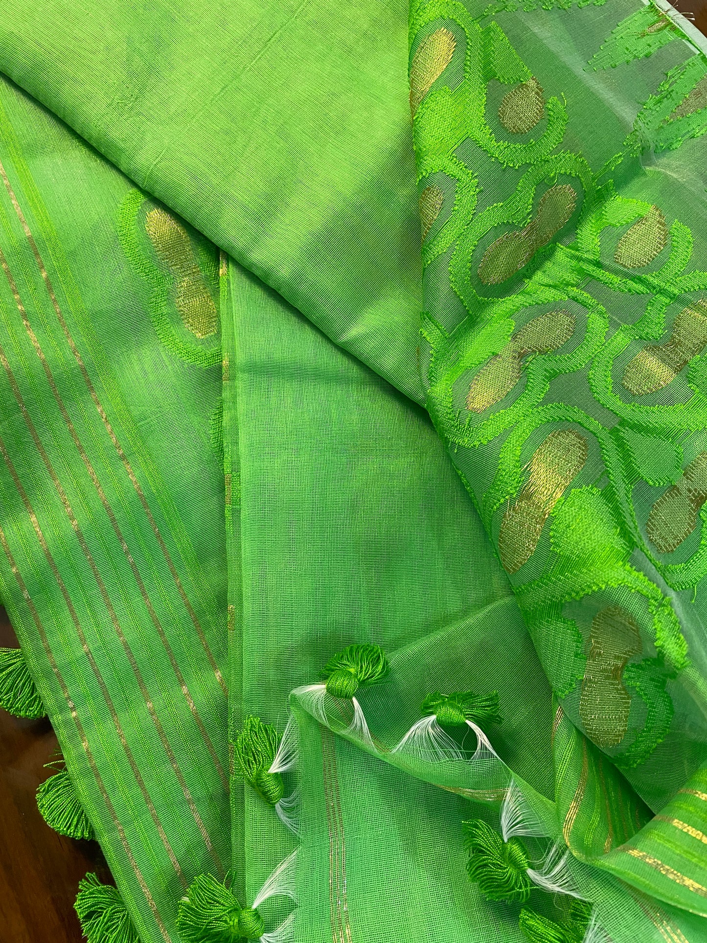 Forest Green Cotton Silk Saree