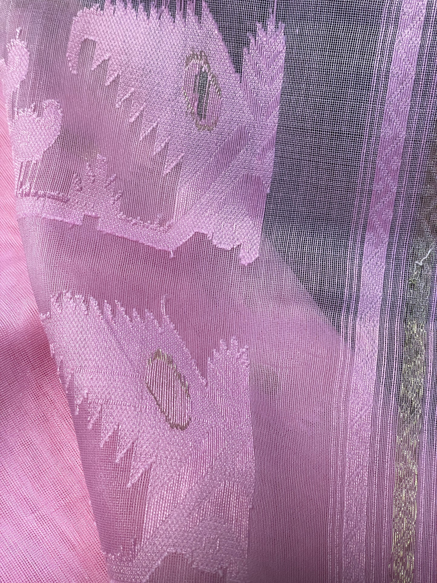 Pink Jacquard Cotton Silk Saree with Zari border