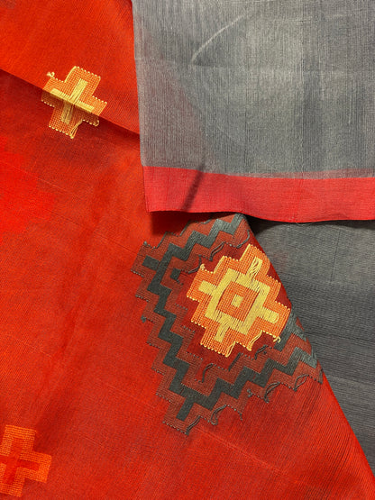 Grey Cotton Saree