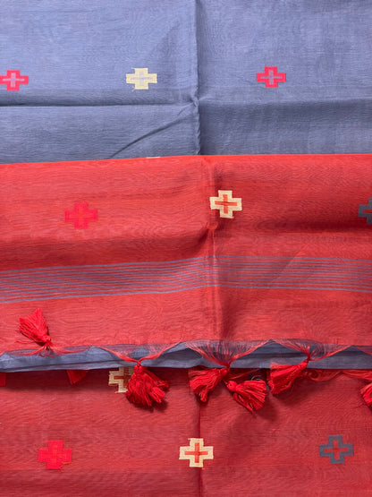 Grey Cotton Saree