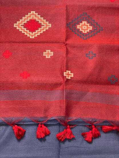 Grey Cotton Saree