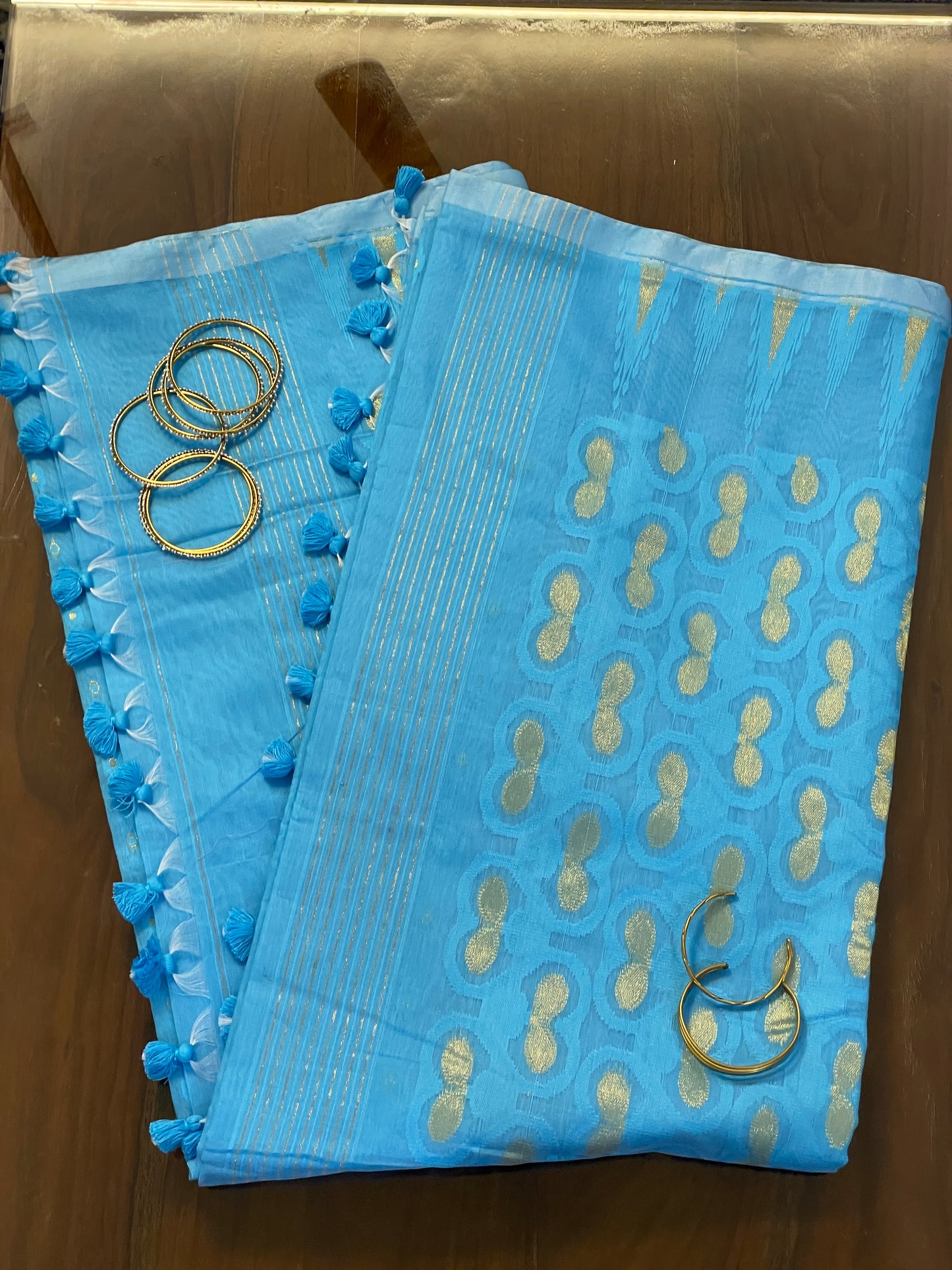 Firozi Cotton Silk Saree