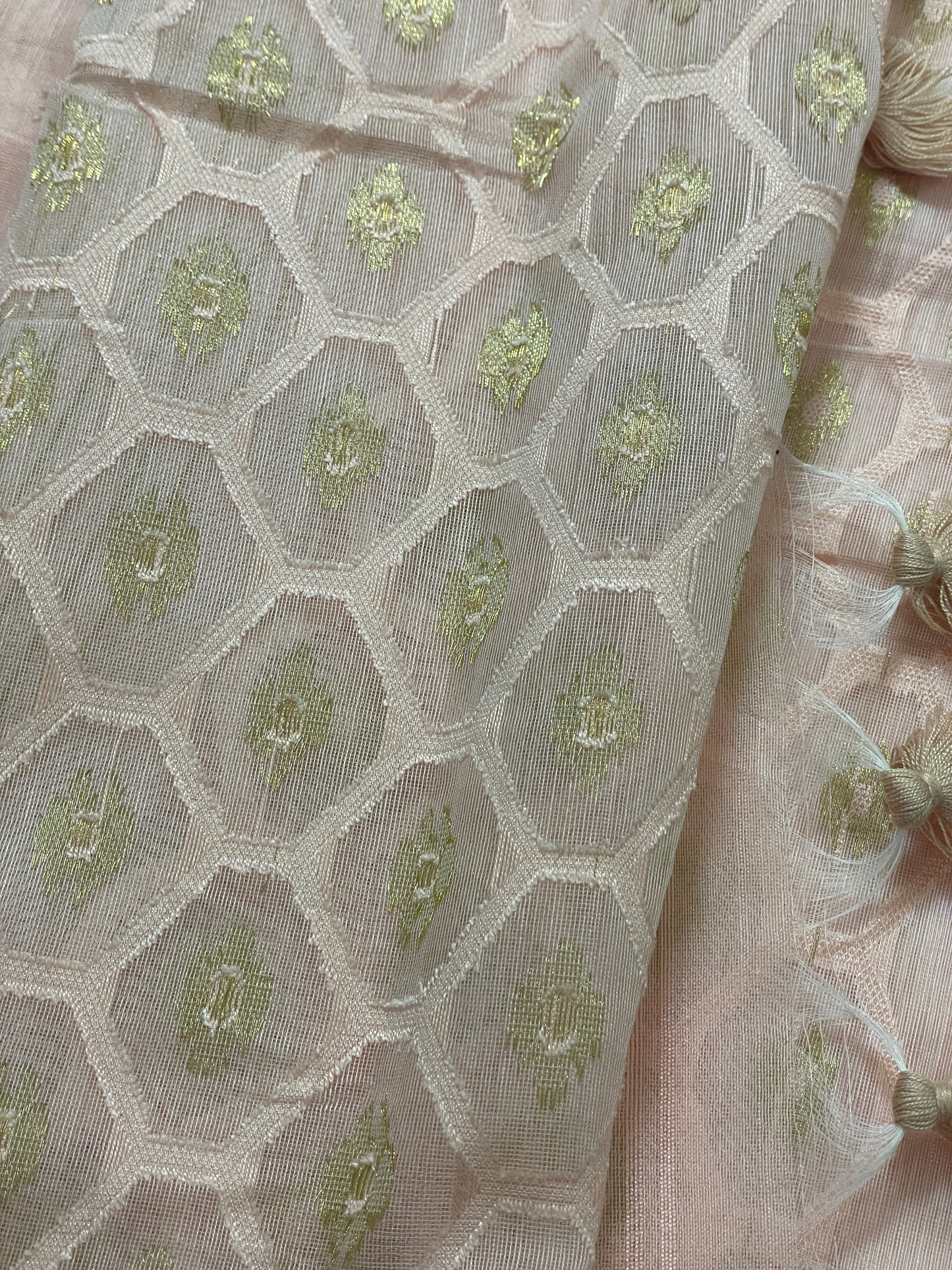 Peach Cotton Silk Saree