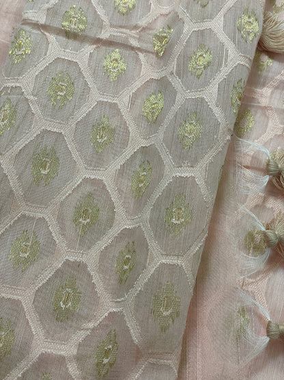 Peach Cotton Silk Saree
