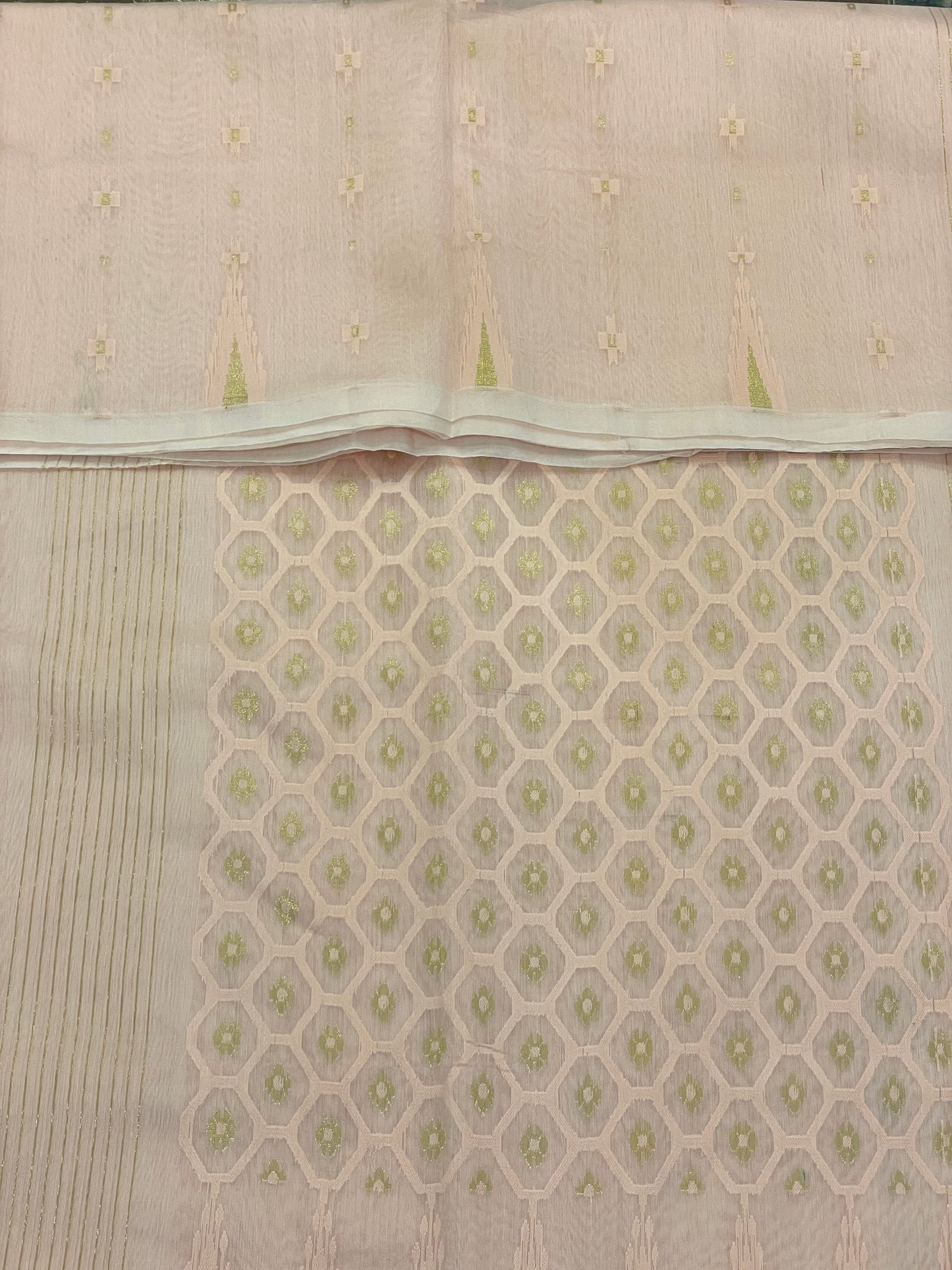 Peach Cotton Silk Saree