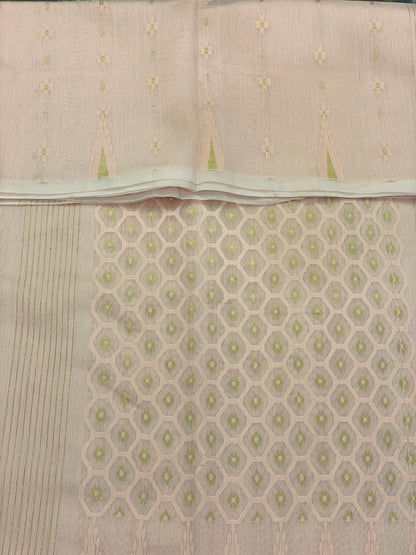 Peach Cotton Silk Saree
