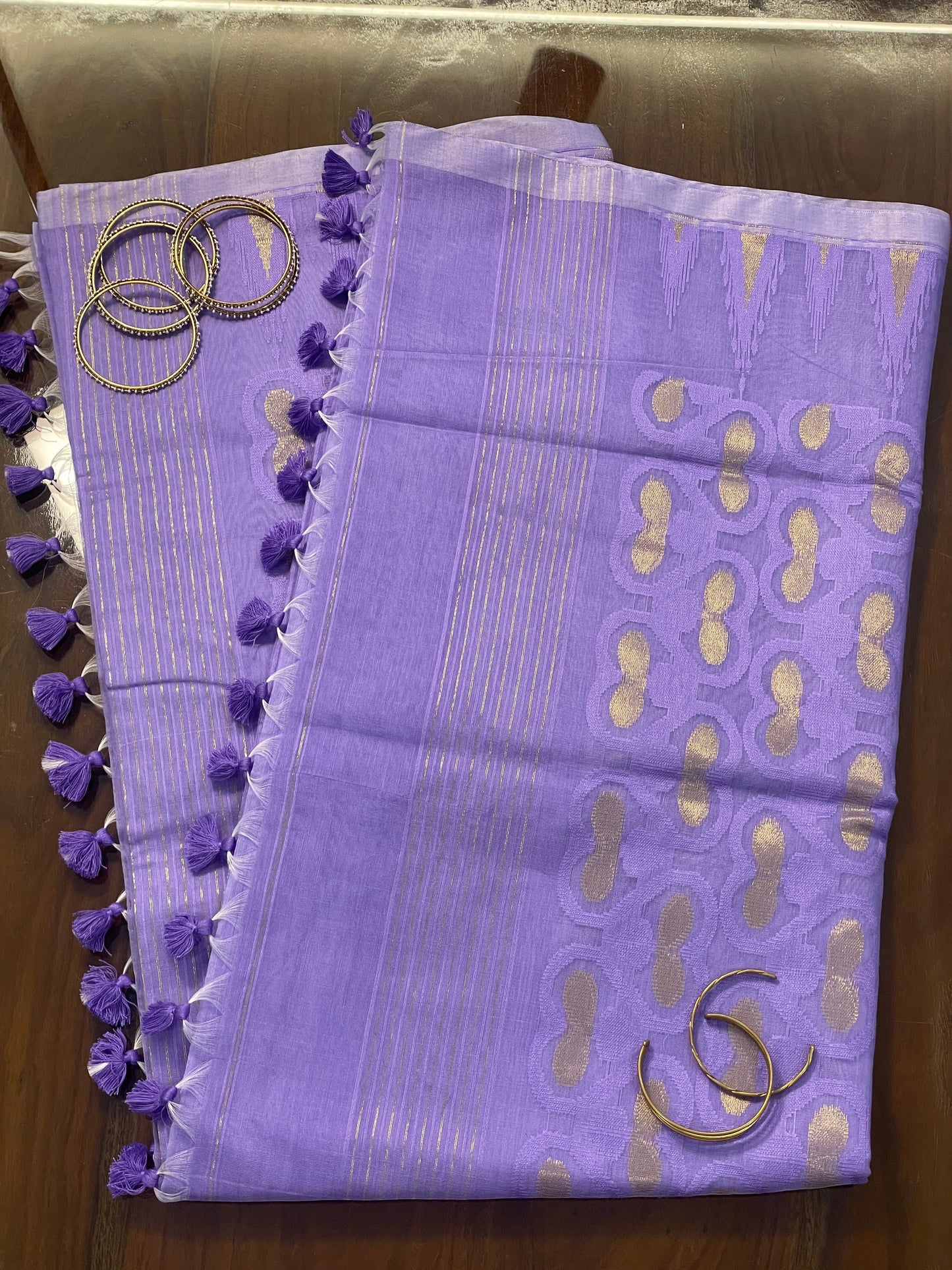 Purple Cotton Silk Saree