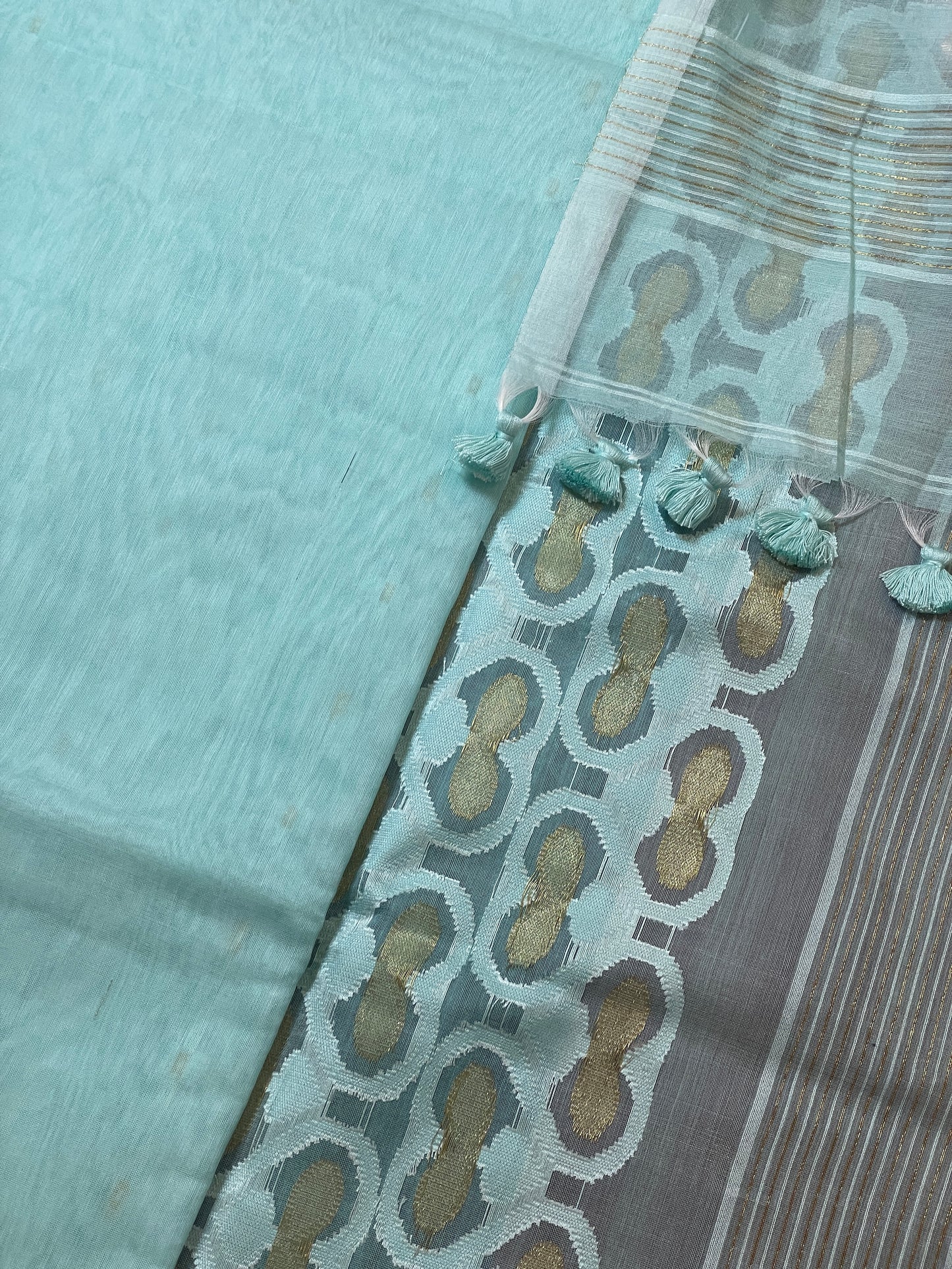 Light Blue Cotton Silk Saree