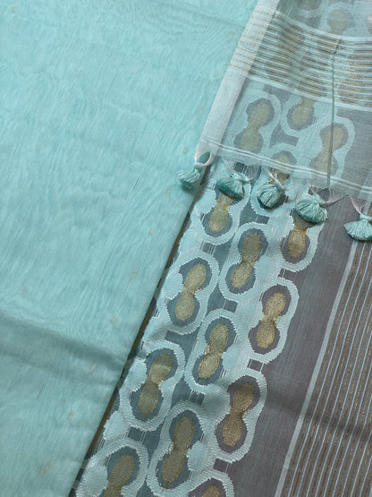 Light Blue Cotton Silk Saree