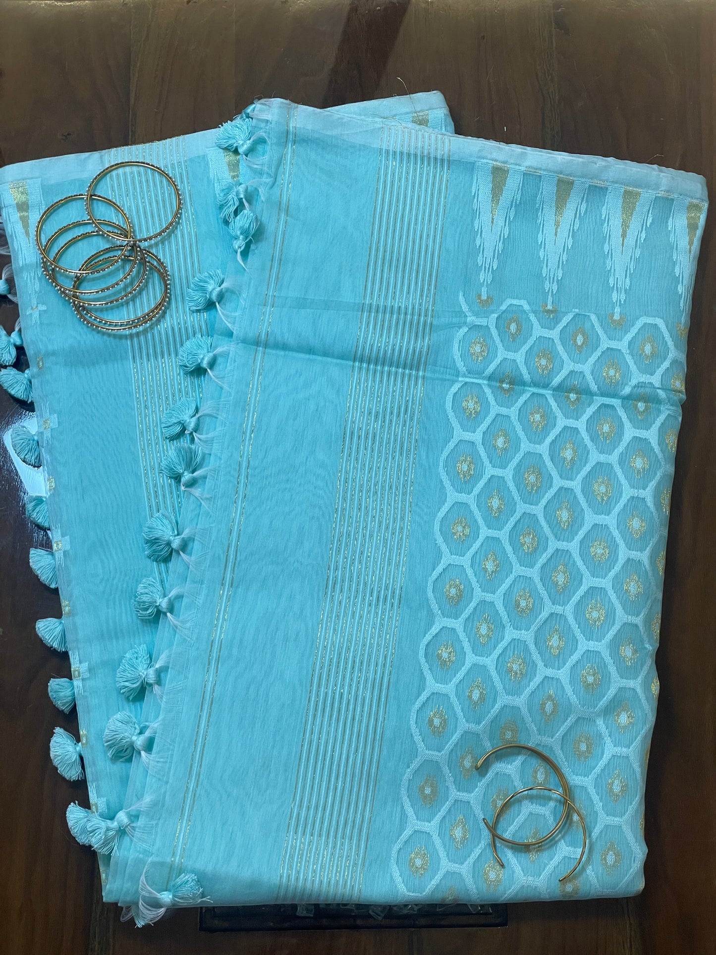 Sky BlueCotton Silk Saree
