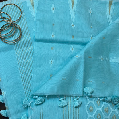 Sky BlueCotton Silk Saree