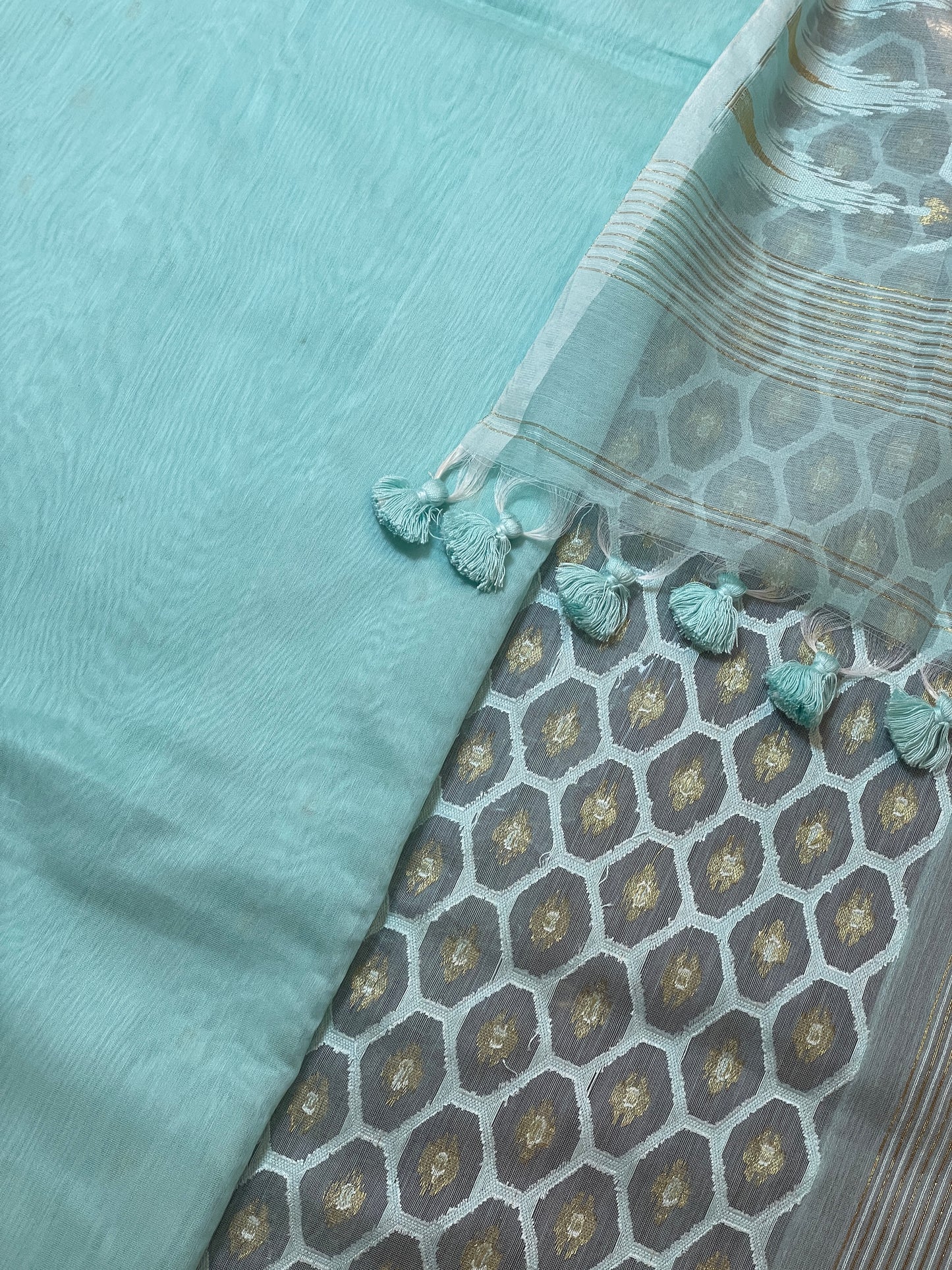 Sky BlueCotton Silk Saree