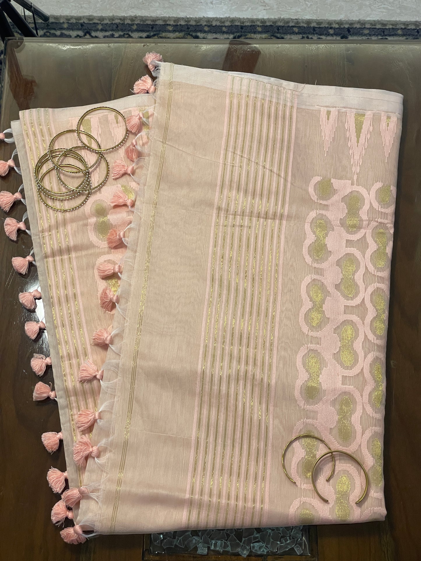 Soft Peach Cotton Silk Saree