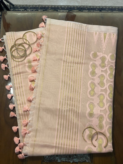 Soft Peach Cotton Silk Saree
