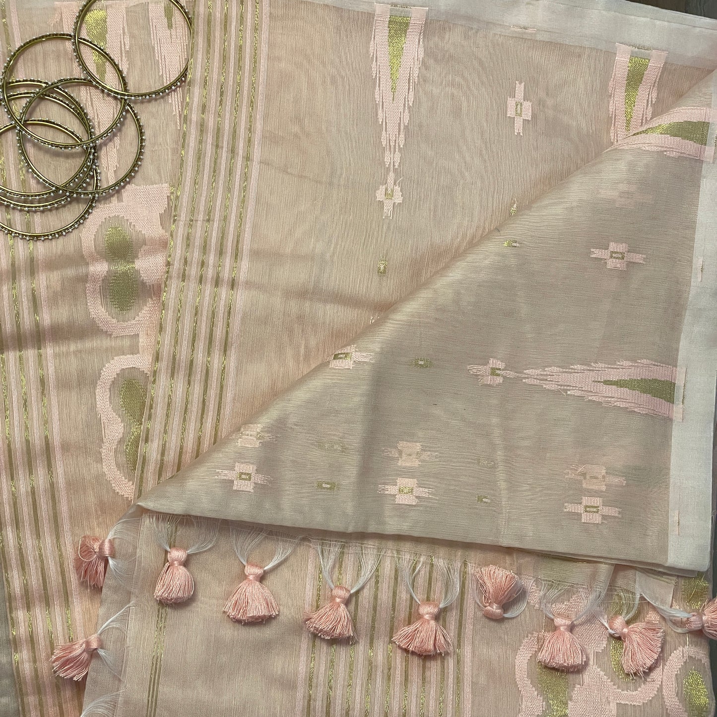 Soft Peach Cotton Silk Saree