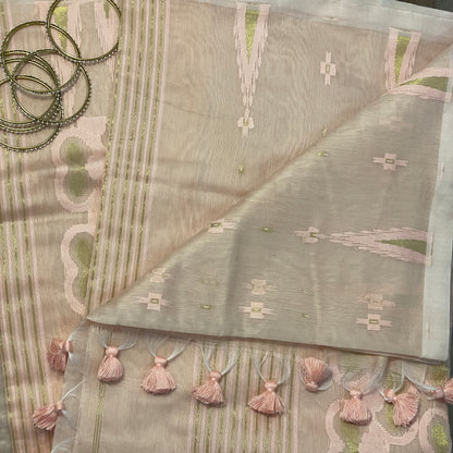 Soft Peach Cotton Silk Saree