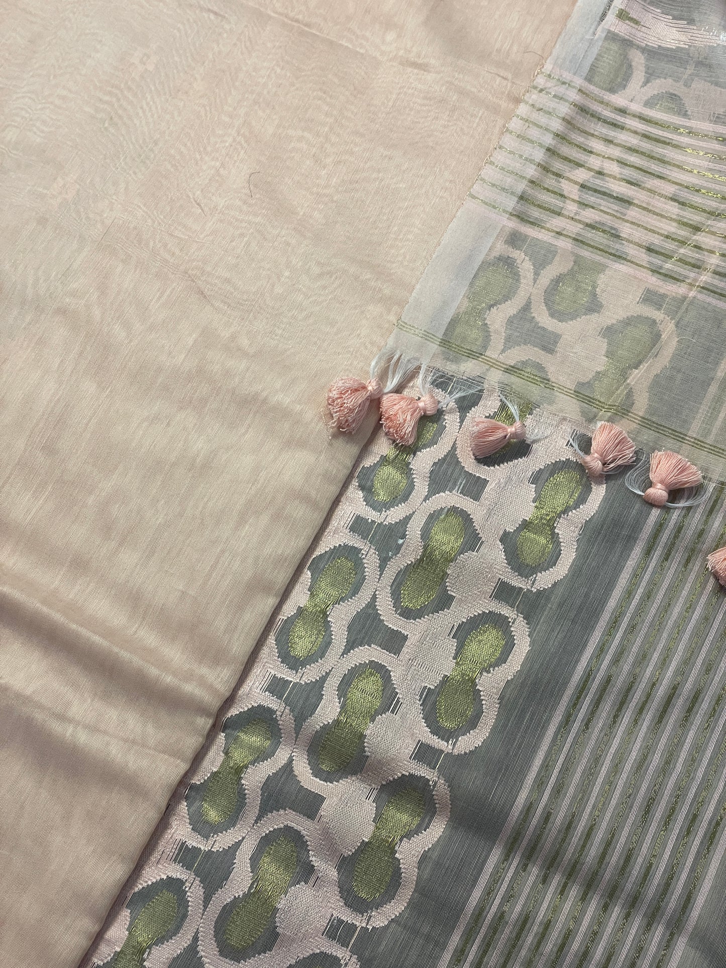 Soft Peach Cotton Silk Saree