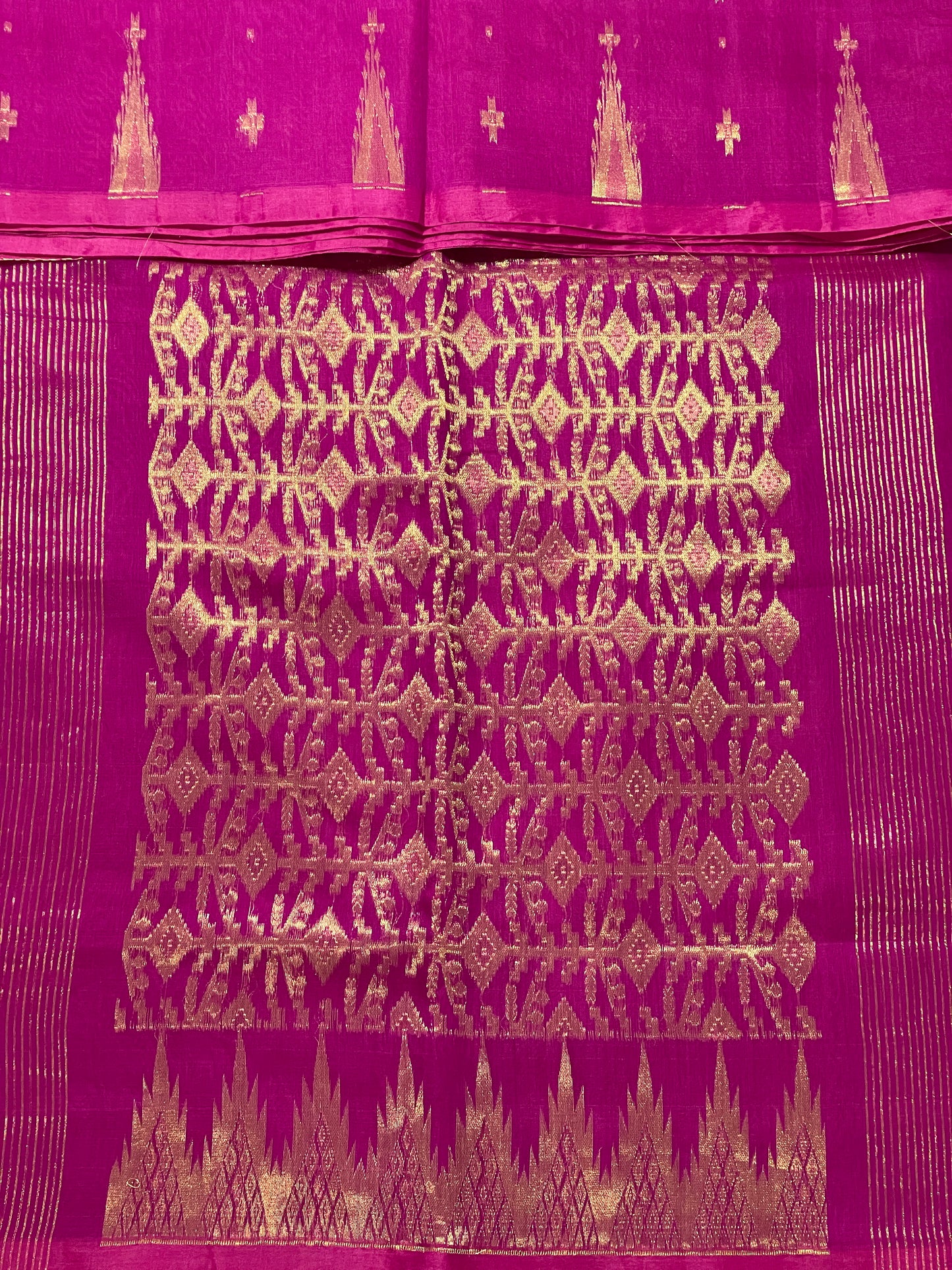 Magenta Pink Cotton Silk Saree With Zari Pallu