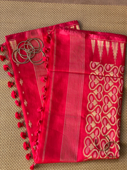 Red Cotton Silk Saree