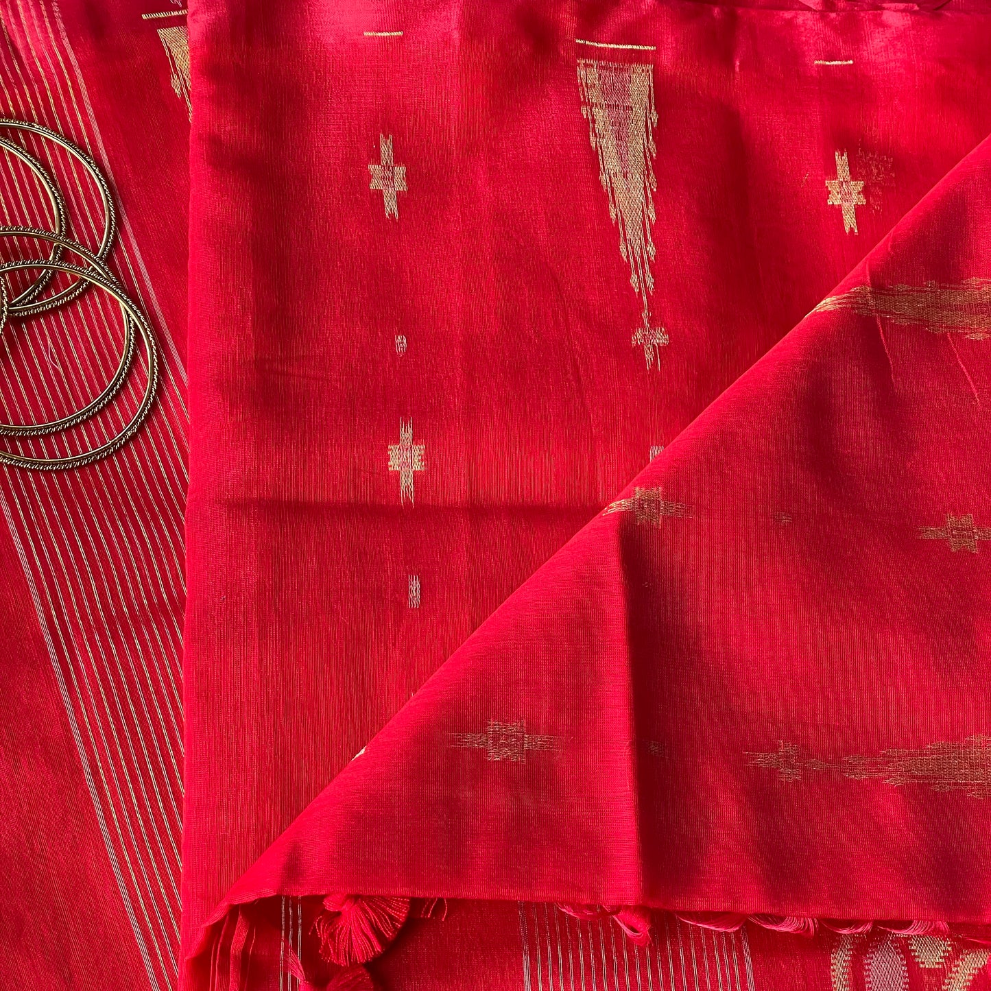Red Cotton Silk Saree