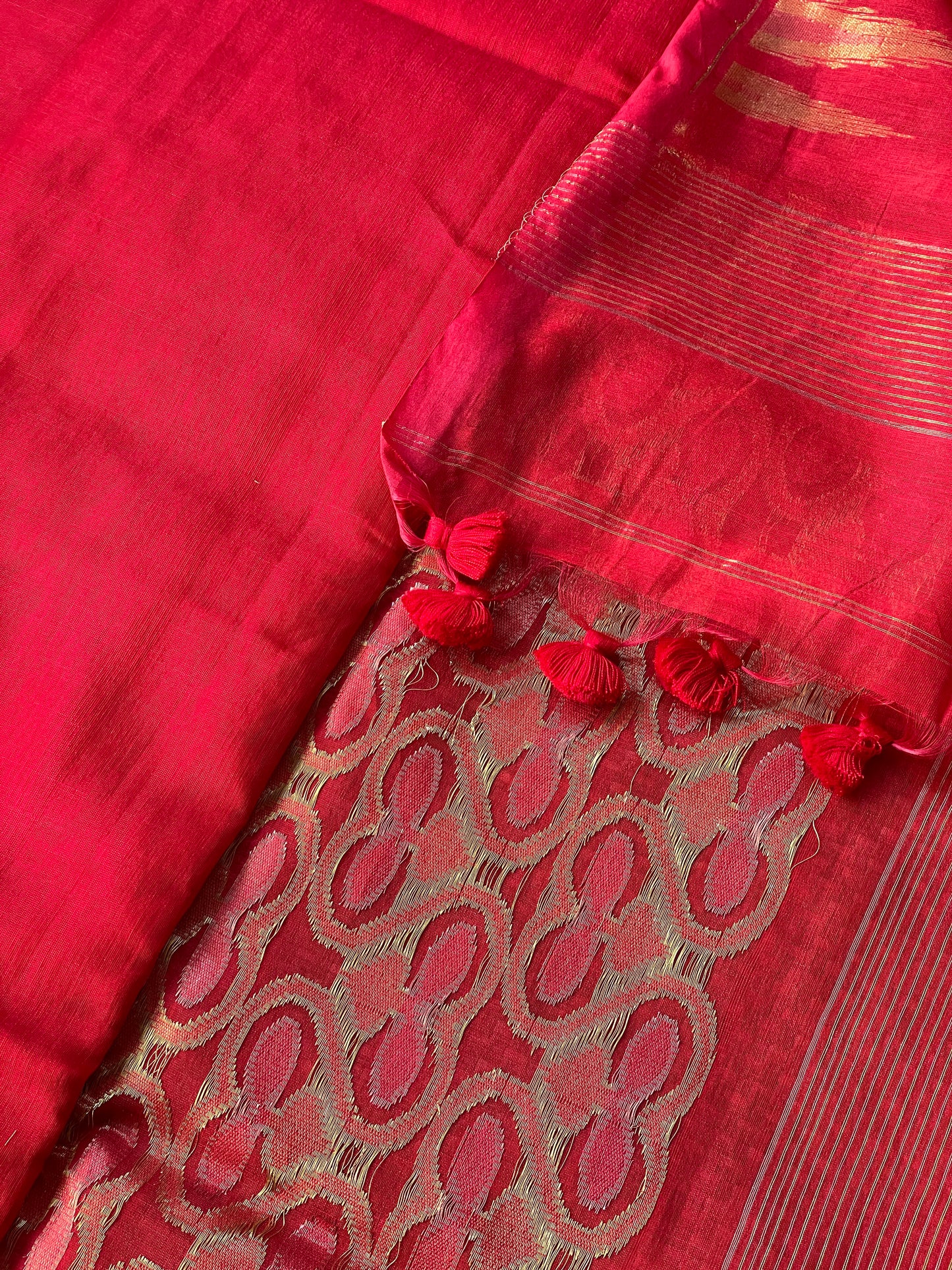 Red Cotton Silk Saree